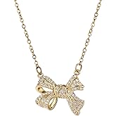Women's Bowknot Necklace Cute Small Tiny Bowknot Pendant Necklace Gold Plated Necklaces Trendy Jewelry Gift for Women