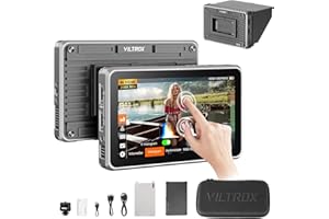 VILTROX DC-X FHD 2000Nits 6" Touchscreen Camera Field Monitor, 4K HDMI DSLR with Sunshade Hood, Battery, Storage Bag(DC-X2, HDMI)