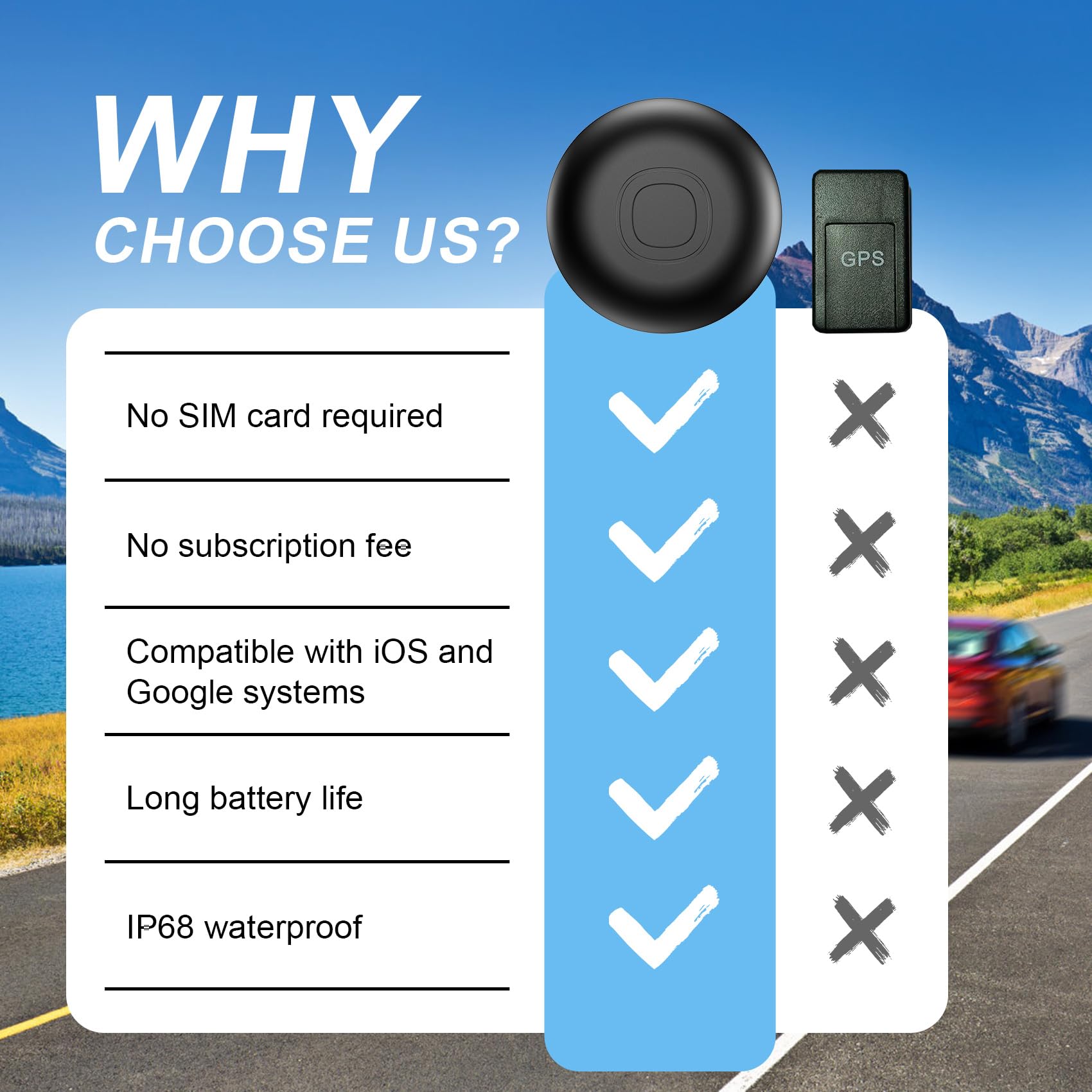 GPS Tracker Auto, Magnetisch Auto Tracker ohne ABO, Kompatibel mit iOS & Android, Wasserdichter Smart Tag, Globale Ortung Versteckter Tracker, IP68 Wasserdicht, Austauschbarer Akku 2