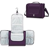 Buruis Extra Large Toiletry Bag for Women and Men, Hanging Travel Bag with Detachable Shoulder Strap for Full-Sized Toiletries, Water-Resistant Dopp Kit for Family Use and Long Trips, Purple