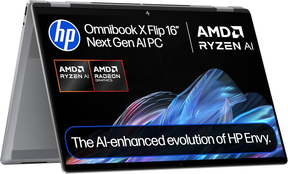 HP OmniBook X Flip NGAI 16 in Laptop Ryzen AI 5 340 16GB 512GB 2K Touch