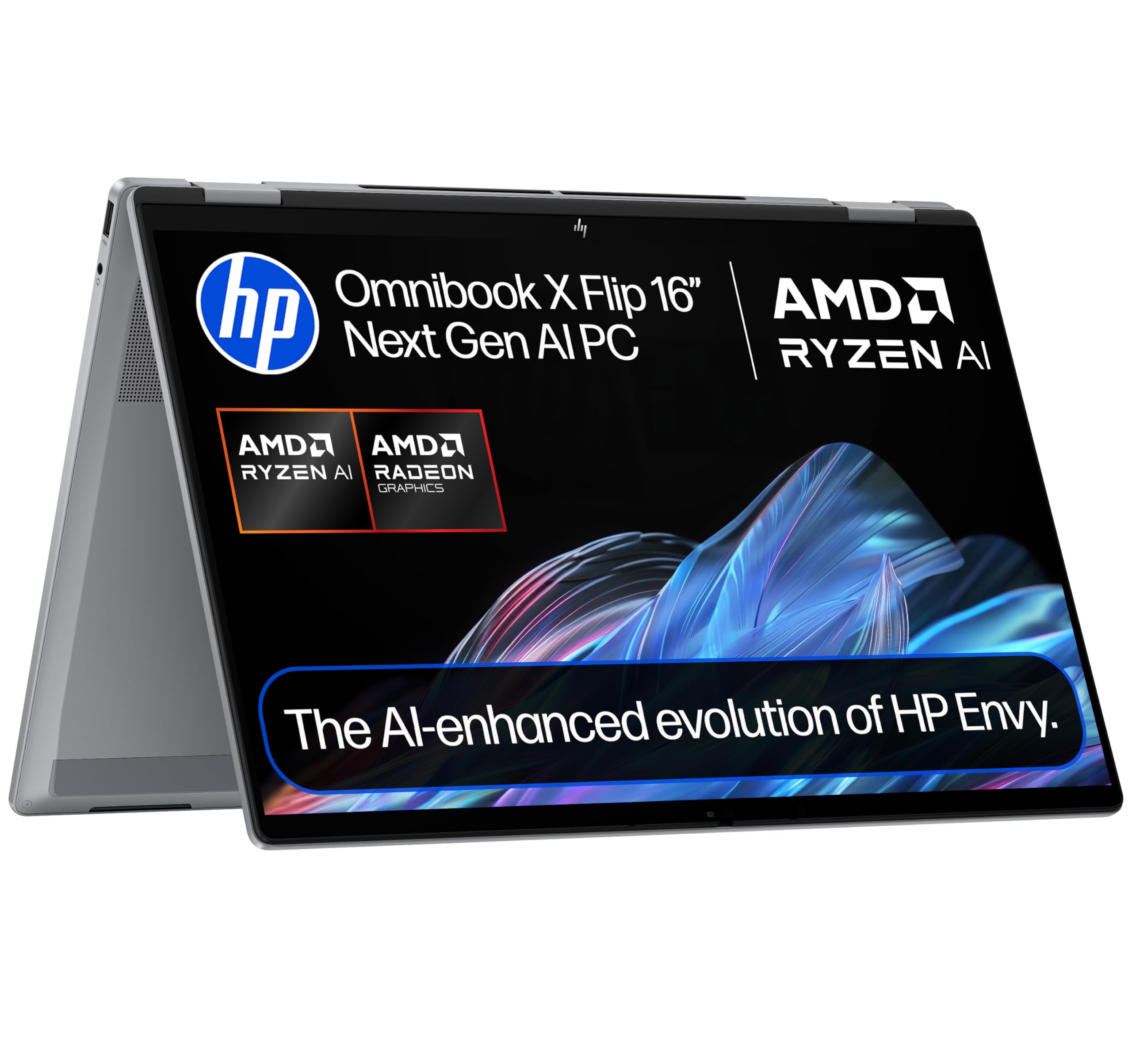 HP OmniBook X Flip NGAI 16" Laptop | CoPilot+ PC | AMD Ryzen AI 5 340 Processor | 16GB RAM | 512GB SSD | AMD Radeon 840M Graphics | 2K Touchscreen | Up to 21 Hrs Battery | Windows 11 | 16-ar0004sa