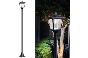 GRELUNA 67" Solar Lamp Post Lights Outdoor 50 Lumens, Solar Powered Vintage Street Lights for Garden, Lawn, Pathway, Driveway, Front/Back Door（Planter not Included）