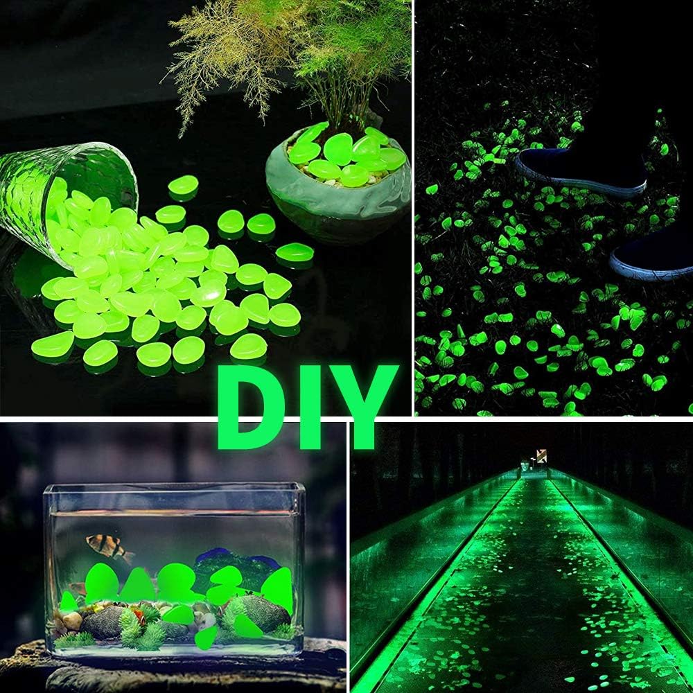 Anothera 1000 pcs Transparent Glowing Green Rocks Glow in The Dark Pebbles Solar Stones Outdoor Garden Lawn Walkway Decorative（Green） : Garden & Outdoor