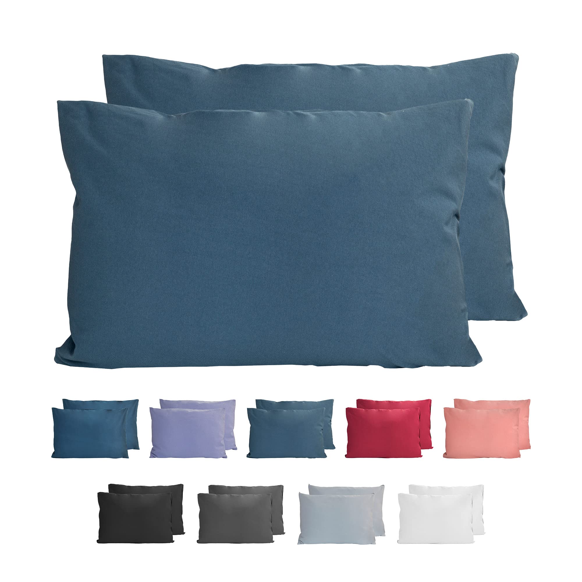 Komfortec 100% cotton cushion covers, set of 2, 40 x 60 cm, super soft premium jersey pillowcase, 150 g/m², cushion cover, petrol blue