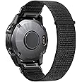 CUZOW Compatible with Fenix 8 47mm/Fenix 7/Fenix 6/Fenix 5/5 Plus/Instinct/Fenix 6 pro, 22mm QuickFit Nylon Watch Band Replacement for Forerunner 965/745/945/Epix Gen 2/Approach s62,Black