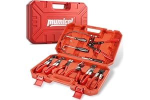 MUMICOL 9PCS Hose Clamp Pliers Set, Locking Long Reach Hose Clamp Tool for Automotive, Flexible Wire Radiator Coolant Heater 