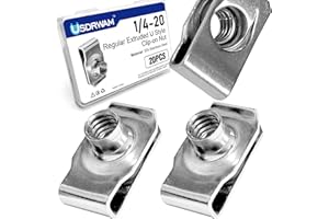 USDRWAM 20 Pack 1/4"-20 Extruded U Nuts, 304 Stainless Steel U Clip Car Clips Fasteners
