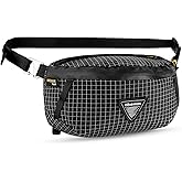 HIKEMAN Crossbody Fanny Pack for Men Hiking Waist Packs Multifunctional Outddoor Chest Bag Attached to Any Backpack Carry Fanny Pack for Walking Traveling Casual Cycling Running Hiking (Black)