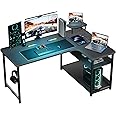 GTRACING L Shaped Gaming Desk, Carbon Fiber Style Computer Desk Compatible with Monitor Arm Storage Shelves Corner Desk Gaming Table for Home Office Desks Easy to Assemble Adjustable Shelf Height