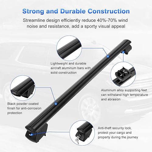 PARTOL Roof Rack Cross Bars Universal Crossbars Roof Rail 47