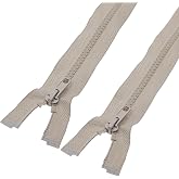 YIGUANXIN 2PCS #5 14 Inch Gray Separating Jacket Zippers for Sewing | Molded Plastic Bulk Zippers for Jackets, Coats, DIY Crafts (14" Gray)