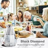 DUJUST Black Diamond Glass Pitcher 1.8L with Lid - Borosilicate Carafe view 2