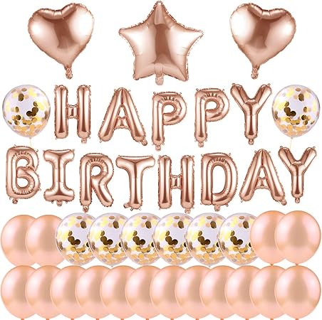 Amazon Austrake 誕生日 装飾 飾り付け 風船 バースデー デコレーション セットhappy Birthday シャンパンカラー紙吹雪入れ バルーン パーティー お祝い 1セット44個入り 壁貼り両面シール シャンパンカラー 風船 バルーン おもちゃ