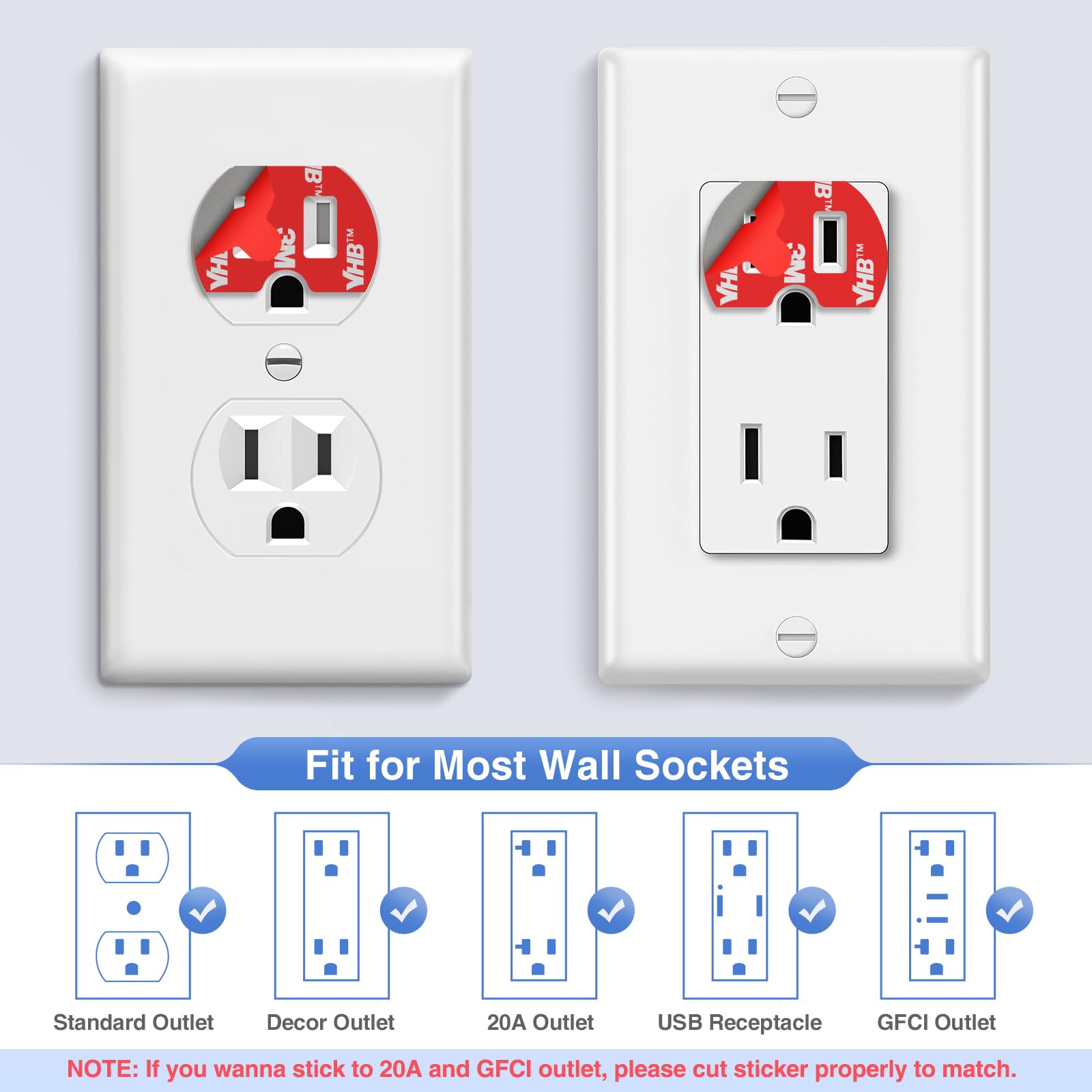 pop-tech Adhesive Stickers for Loose Outlet Plug: 12 Pcs Double Sided Tape Fix Fall Out Wall Socket - 3M Sticky for Smart Home Speaker Mount Holder WiFi Extender Electrical Multi-Outlets Power Adapter