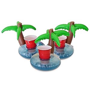 GoFloats Inflatable Pool Drink Holders (3 Pack) Designed in The US | Huge Selection from Unicorn, Flamingo, Palm and More | Float Your Hot Tub Drinks in Style!
