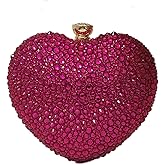 Cute Heart Shape Clutch Purse Mini Love Heart Rhinestone Wedding Handbag Party Women Purse