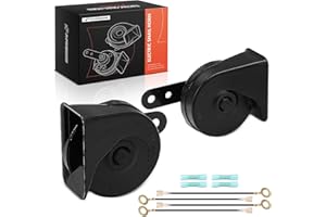 A-Premium Dual Snail Horn High Low Universal Electric Horns - 12V 110dB - Compatible with most Car, Trucks, Scooter, Motorcyc