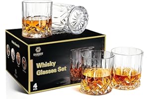 GLASKEY Whiskey Glasses Set of 4, 11oz Lead-Free Crystal Cocktail Glass for Bourbon, Scotch, Cognac, Martini,Whisky Glass Gif