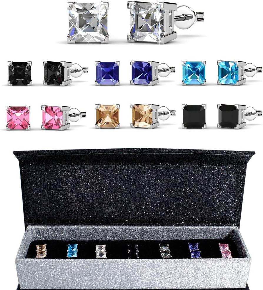 MALANDA Square Crystal Stud Earrings For Women Fashion Piercing Earrings Jewelry Girl Gift