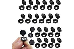 YOBLINK Hinged Screw Cover Caps,Plastic Screw Caps,Reusable Washable Flip Tops 50Pcs (M-Black)