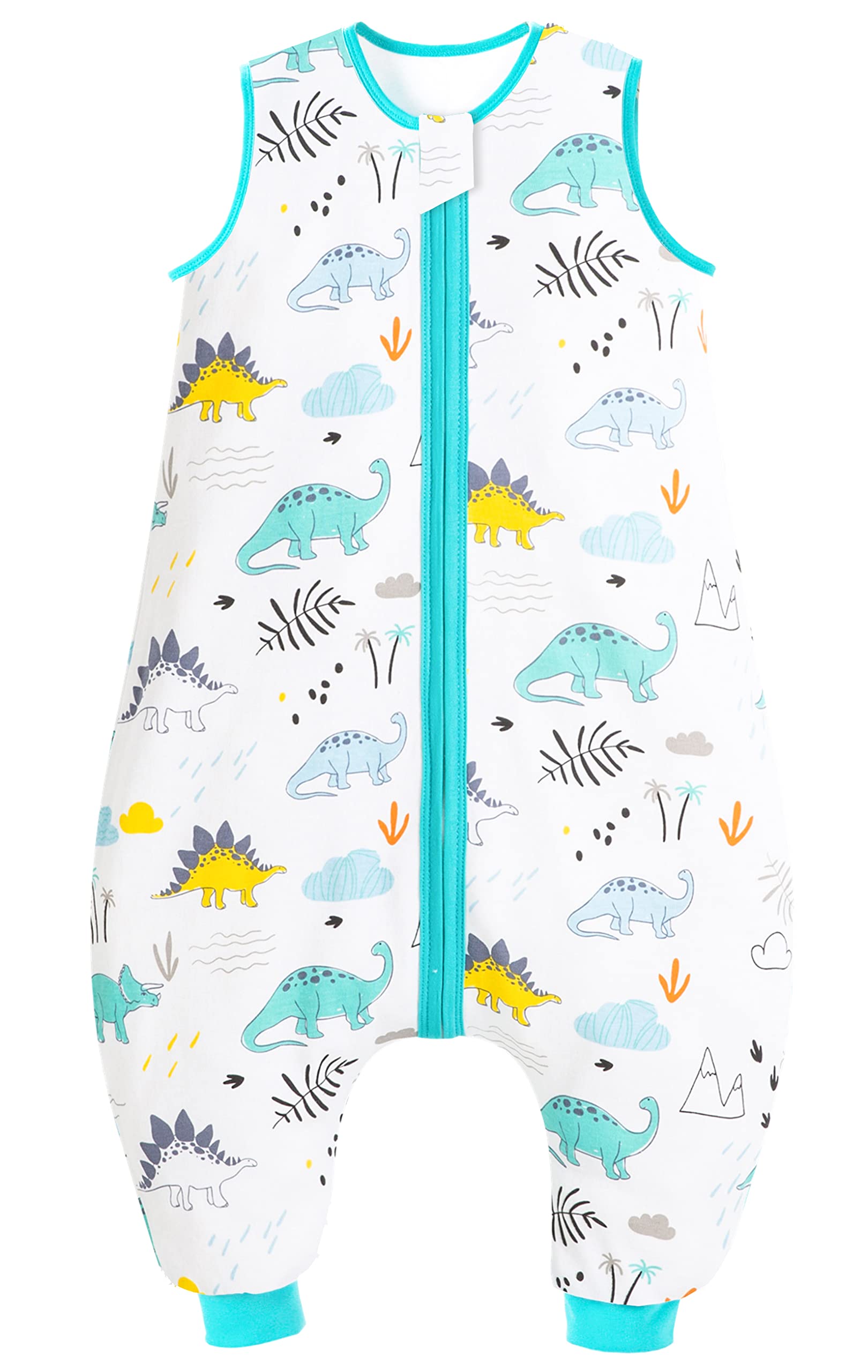 Chilsuessy Baby Sleeping Bag with Feet Summer Baby Sleeping Bag 100% Cotton 0.5 Tog Summer Kid Sleeping Bag with Feet for Infant Toddler sleeveless, Dinosaur park, 80cm/2-3 Years