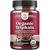 Digestive Triphala Capsules Organic Complex - Organic Triphala Colon Cleanser & Detox Digestive Health Supplement - Ayurvedic Complex for Gas Bloating & Constipation Relief for Women & Men (1 Month)