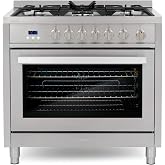 36 in. Nebula Coll 4.4 cu ft 5 Burner Gas Range Convection, Stainless Steel | Cosmo COS-965AGFC Oven Fan Circulation, Cast Iron Grates, Digital Display with Timer, Metal Knobs, Liquid Propane Convertible