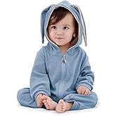 Zando Bunny Baby Easter Romper Long Ear Rabbit Hoodie Romper Jumpsuit with Zipper