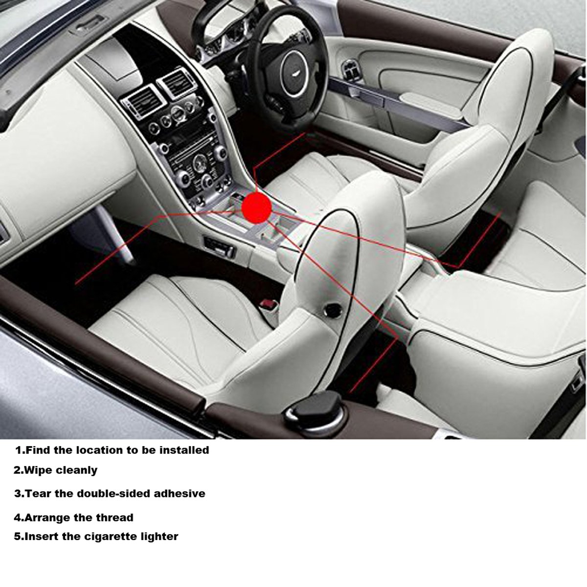 Lononvie Car Interior Lighting Kit Sound Sensor Light,4pcs 8 Color 48LED light,Strip Atmosphere Decorative for Car With Music Sound Active Function and IR Remote Control