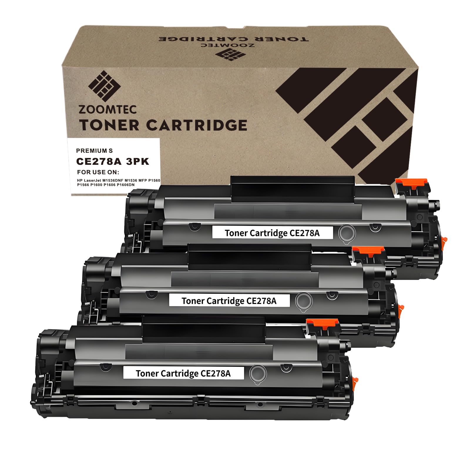 ZOOMTEC Compatible CE278A 78A Black Toner Cartridge Compatible for HP Laserjet Pro P1606 P1606DN P1600 P1560 P1566 M1536DNF M1536 MFP Canon i-Sensys LBP6230DW LBP6200D Printer (3 Black)