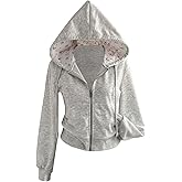SweatyRocks Women's Zip Up Long Sleeve Hooded Sweatshirt Y2k Floral Print Drawstring Hoodies with Pockets