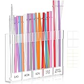 BULGILIA 9.5” Large Acrylic Straw Holder for Cabinet Door - 2025 Reusable Tumbler Straw Organizer Storage Container for Counter Cabinet Cupboard Kitchen (Transparent)