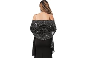 Gzcvba Shawls and Wraps for Evening Dresses Sheer Chiffon Women Elegant Soft Silky Sparkly Wedding Bridal Scarf