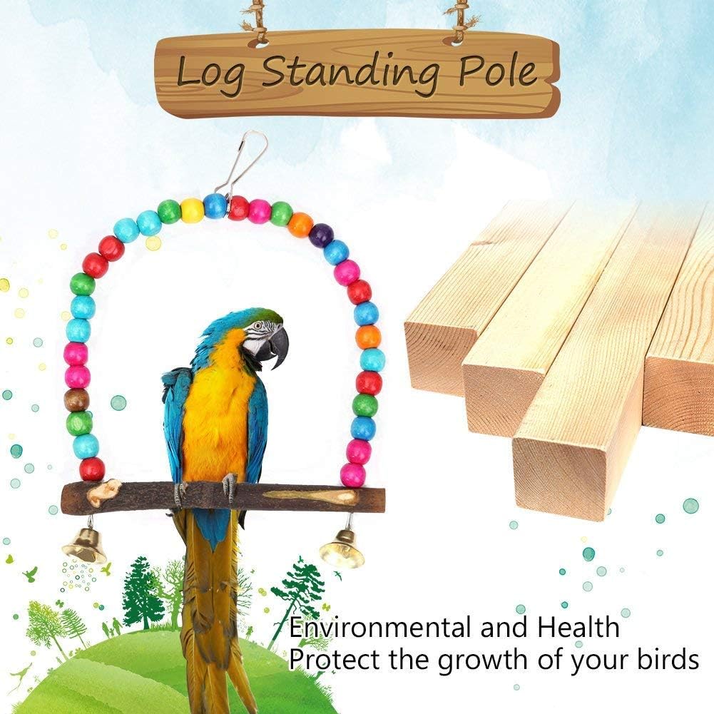 Bird Swing for Small Birds Easy Installation, Made of Wood, Encourages Play and Daily Exercise, Cage Entertainment Toy - Image 5