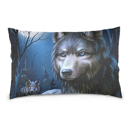 Amazon Com Pillow Covers Wolf In Forest Print Cool Pillowcases