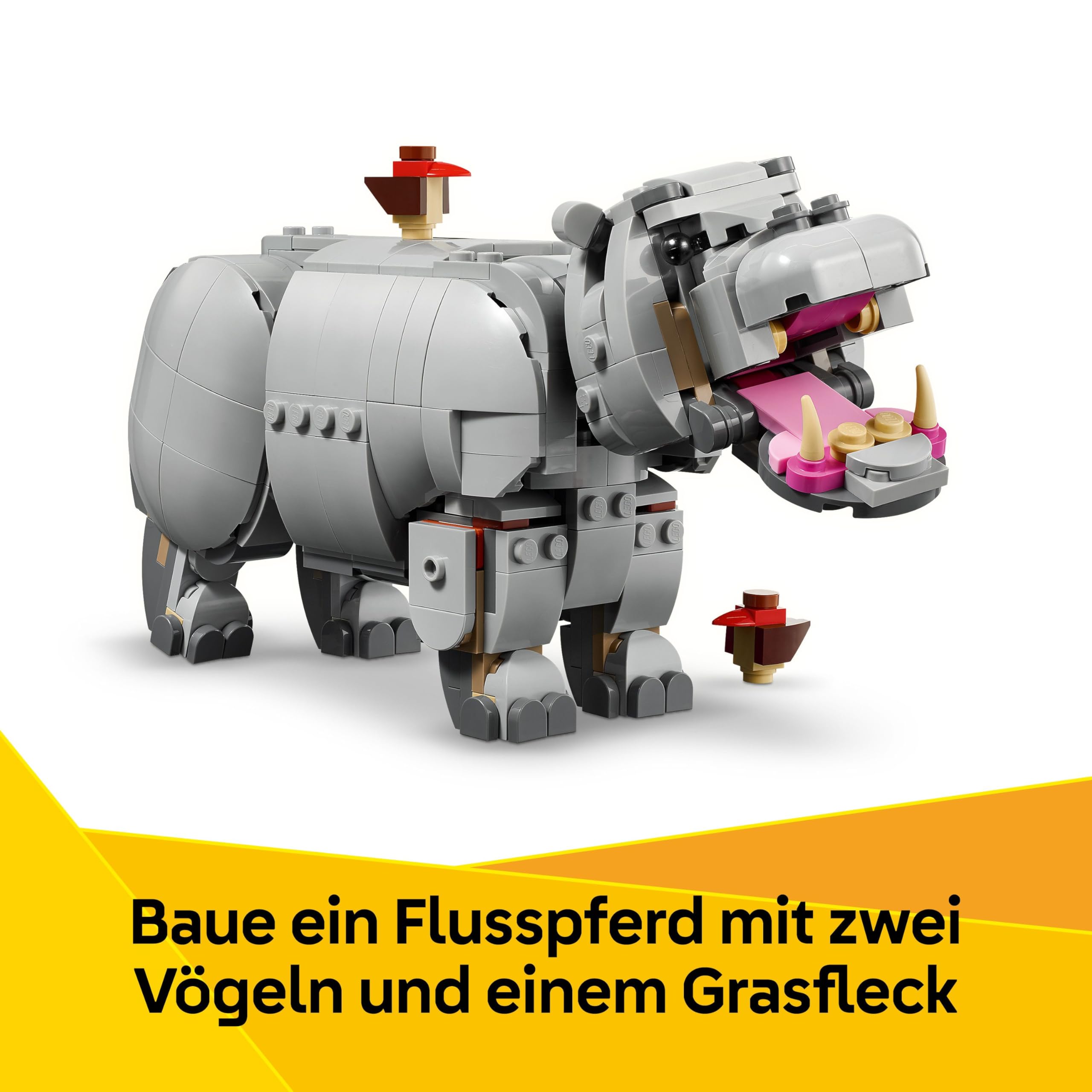 LEGO Creator 3in1 Wilde Tiere: Prächtiges Nashorn mit Vögeln - Kinder Spielzeug mit Tierfigur - Figur verwandelt sich in ein Nilpferd oder Walross - Geschenk für Mädchen und Jungen ab 9 Jahren - 31171 4