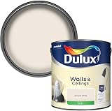 Dulux Silk Emulsion Paint Walls Ceilings Almond White 2.5L
