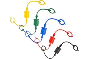 SIGNITE (5 Set) 1/2 ISO A Tractor Hydraulic Hose Caps and Plugs Couplers Male Dust Cap and Female Cover, Quick Disconnects Port Fitting With Retention Ring Keeps Cap Attached to Hose (5 Colors)