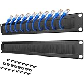 1U Brush Panel, Brush Strip Plate for Cable Entry&amp;Management, Server Rack Cable Organizer with Tidy Brush for 19in Network Rack/Server Rack/Cabinet Enclosure, Black,2 Pack