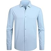Alex Vando Mens Dress Shirts 8-Way Super Stretch French Placket Business Button Down Shirt Men