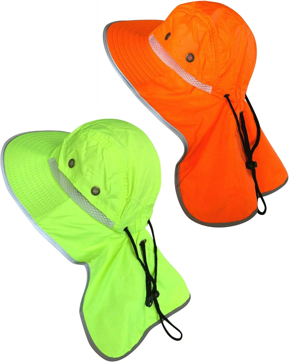 Men High Visibility Sun Hat with Neck Flap Wide Brim Boonie Hat Bucket