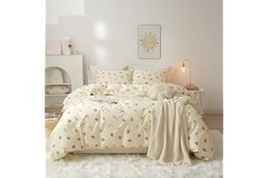 EAVD Kawaii Strawberry Duvet Cover Twin Soft 100% Cotton Cute Strawberry Bedding Set for Girls Women Japanese Style Strawberry Comforter Set (NO Comforter)