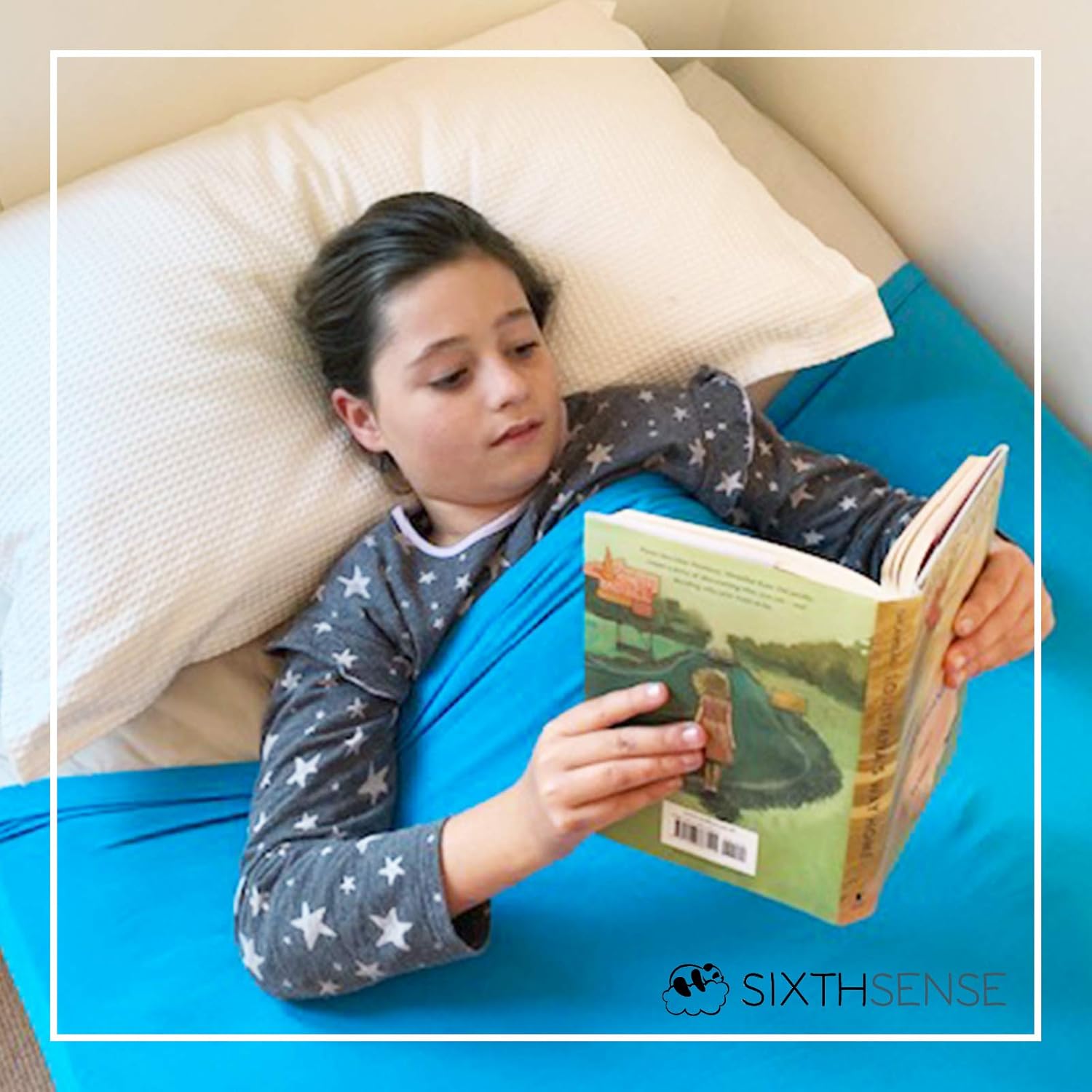 Sensory Compression Bed Sheet | Bonus eBOOK + Sleep Journal | Twin Size | Alternative to Heavy Weighted Blankets | Stretchy, Breathable, Firm Pressure for Calming & Relaxing Sleep | Aqua: Health & Personal Care