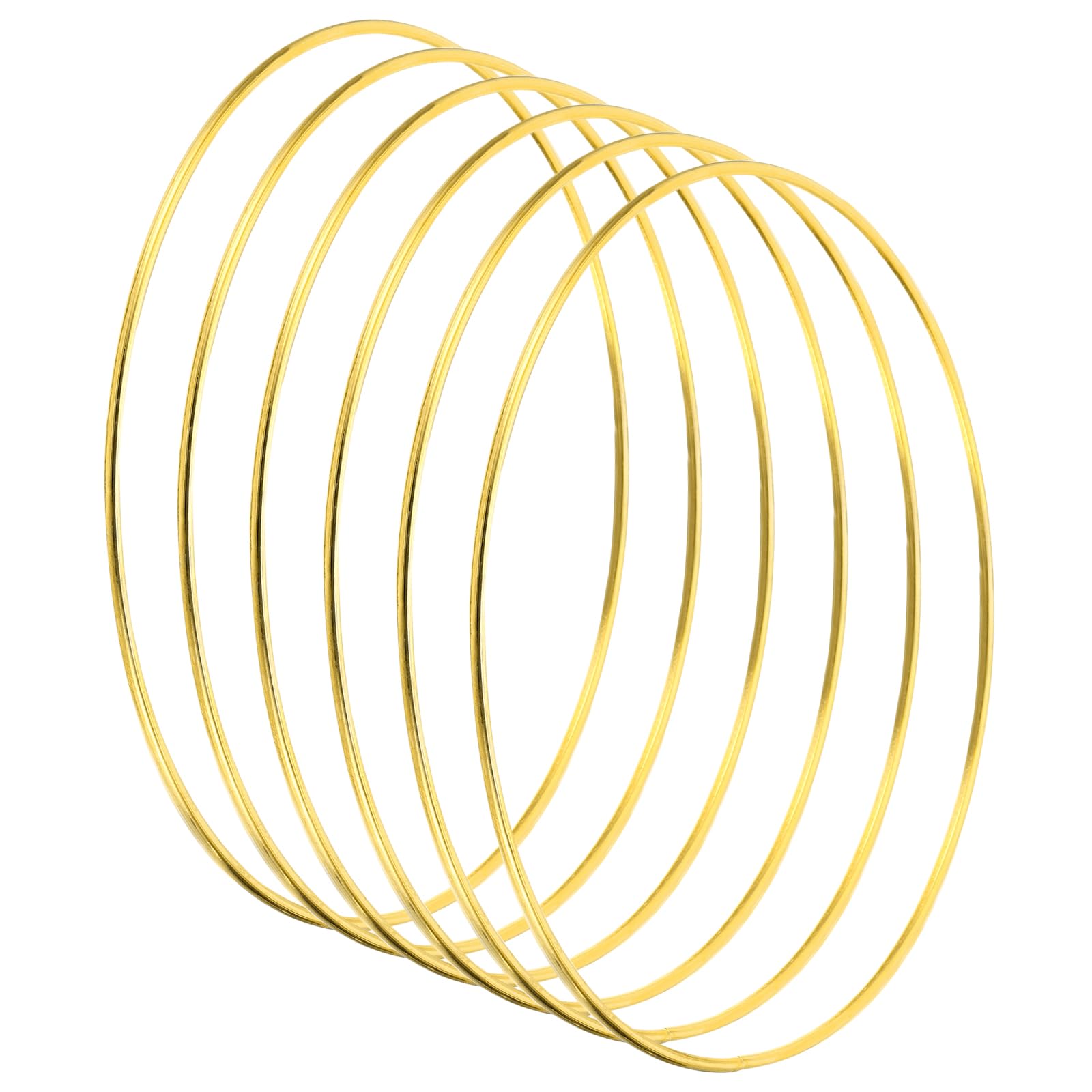 PATIKIL 6.3 Inch Dream Catcher Rings, 6 Pcs Metal Macrame Wreath Floral Round Ring Hoop for Christmas Decor Home Car DIY Craft Wedding Wall Hanging Decorations, Gold