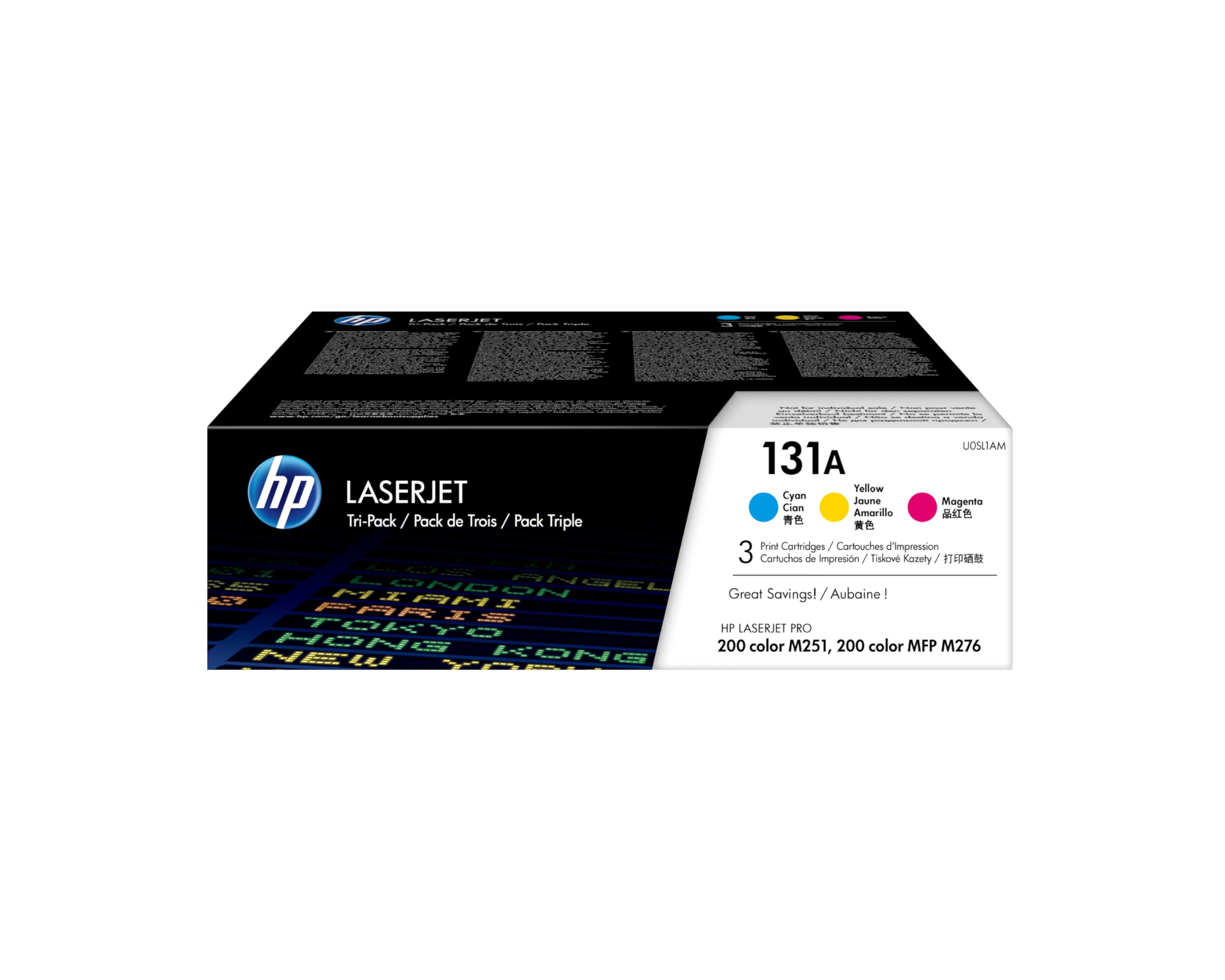 HP U0SL1AM 131A Original LaserJet Toner Cartridges, Cyan/Magenta/Yellow, Multipack