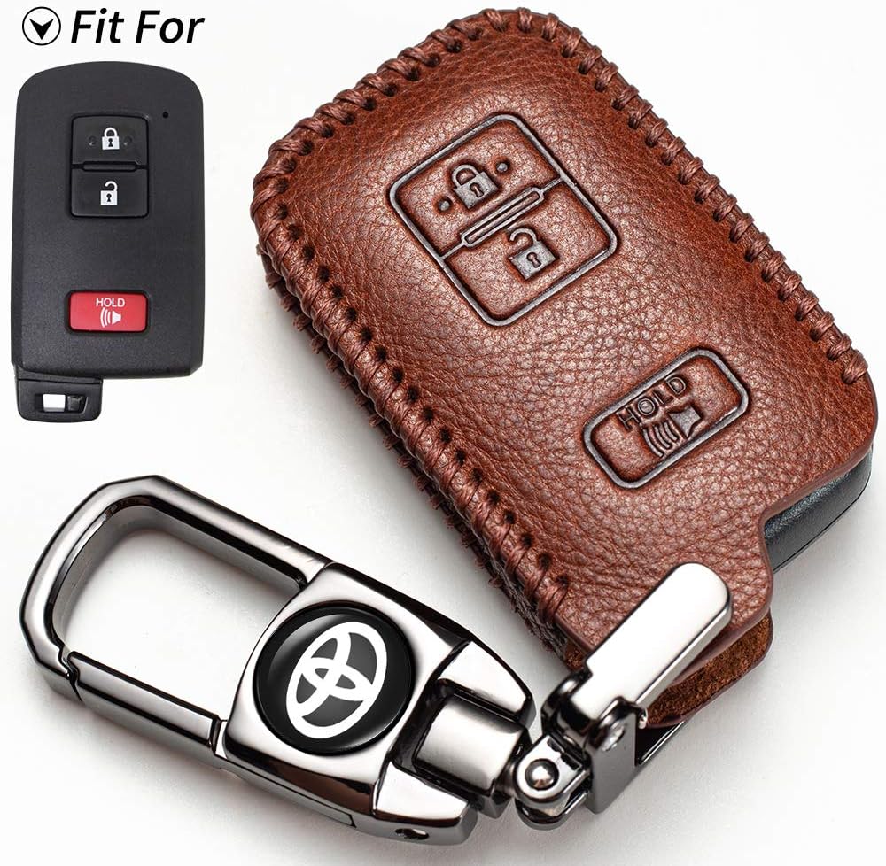 Brandless Genuine Leather Key fob Cover Suit for Toyota 4 Buttons