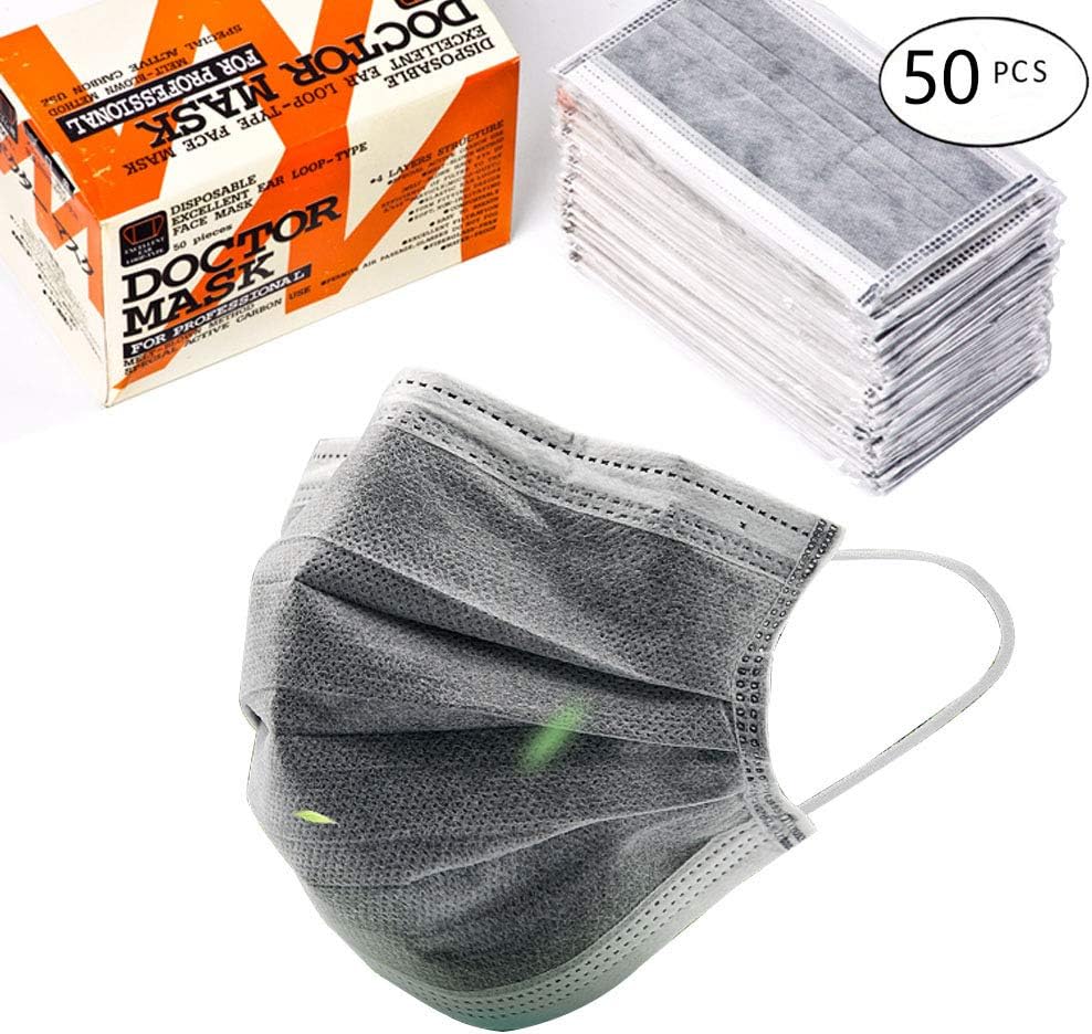 Disposable Mask, Medical Dental Flu Masks for Face,Individually Wrapped Mask, 4 Layers Block Dust Bacteria Pollen Allergen Germs Surgical Masks (50 Pcs)