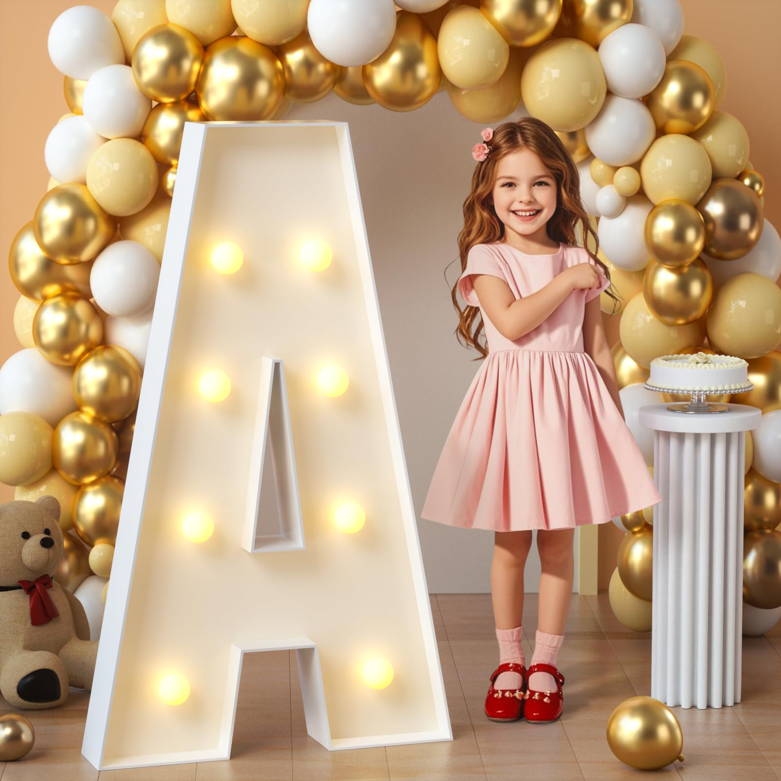 Photo 1 of imprsv Marquee Light Up Letters, 3FT Mosaic Letters with Light for Baby Shower Graduation Party Decor, Large A for Engagement Wedding Party Decorations (Need to Assemble)