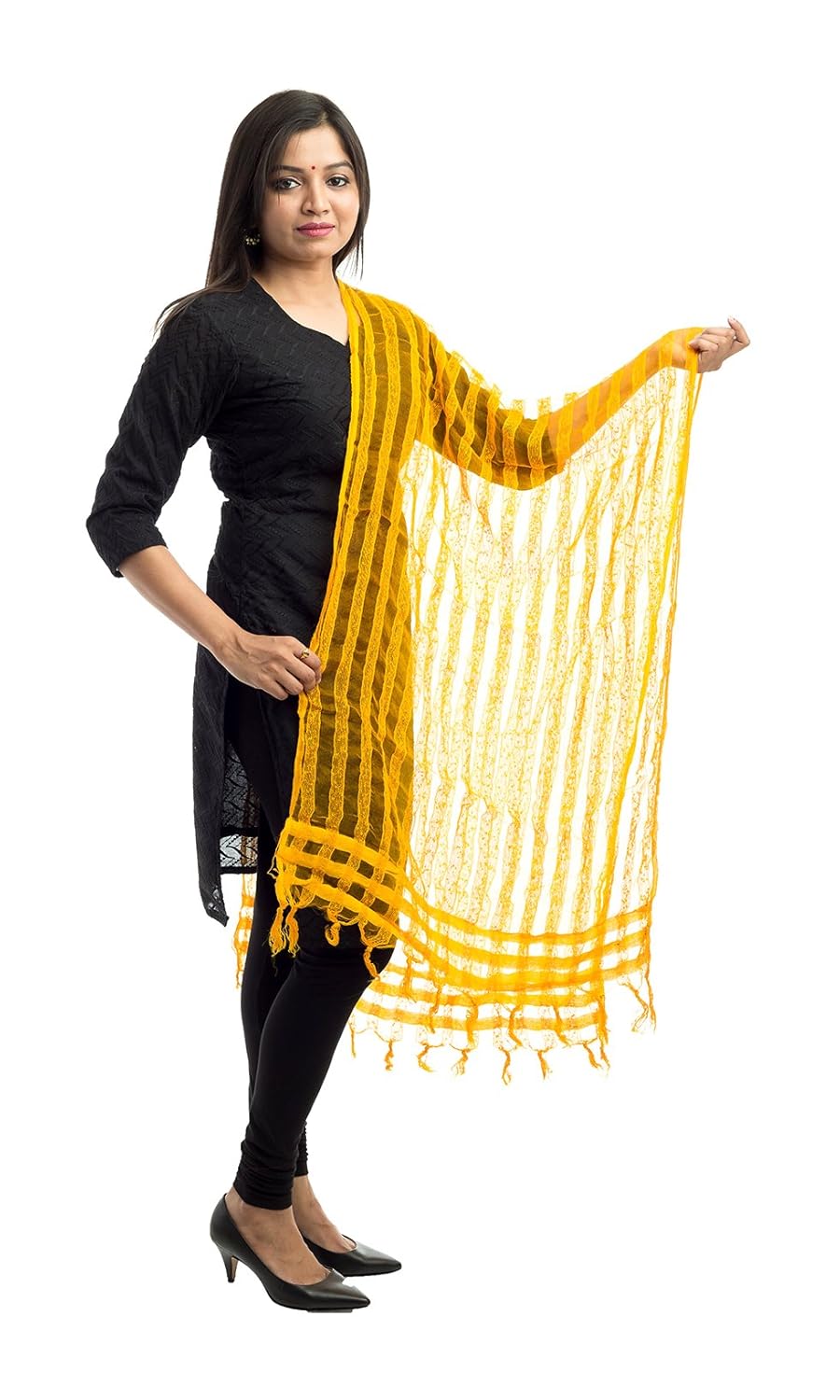 lodestone women's net dupatta (yellow)